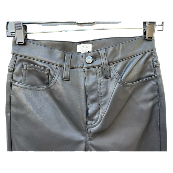 NWT J. CREW Women's Faux Leather Pants Size 25 High Rise Straight Leg Demi Boot - Picture 2 of 10
